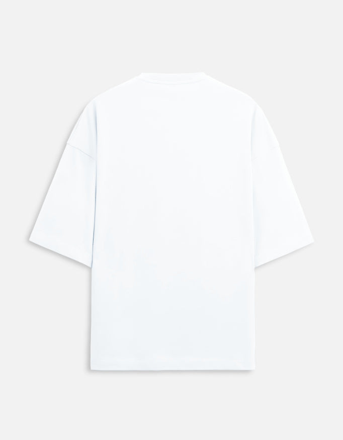 Kaavo Dissonance Bloom terry oversized tee in White, back view
