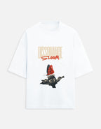 Kaavo Dissonance Bloom terry oversized tee in White, front print