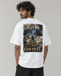 Kaavo Vasudeva oversized tee in White on model, back view