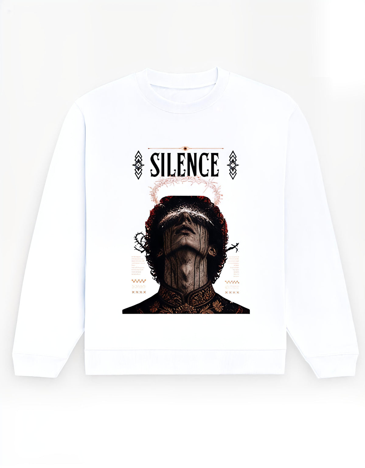 Silence Sweatshirt in White, front with print