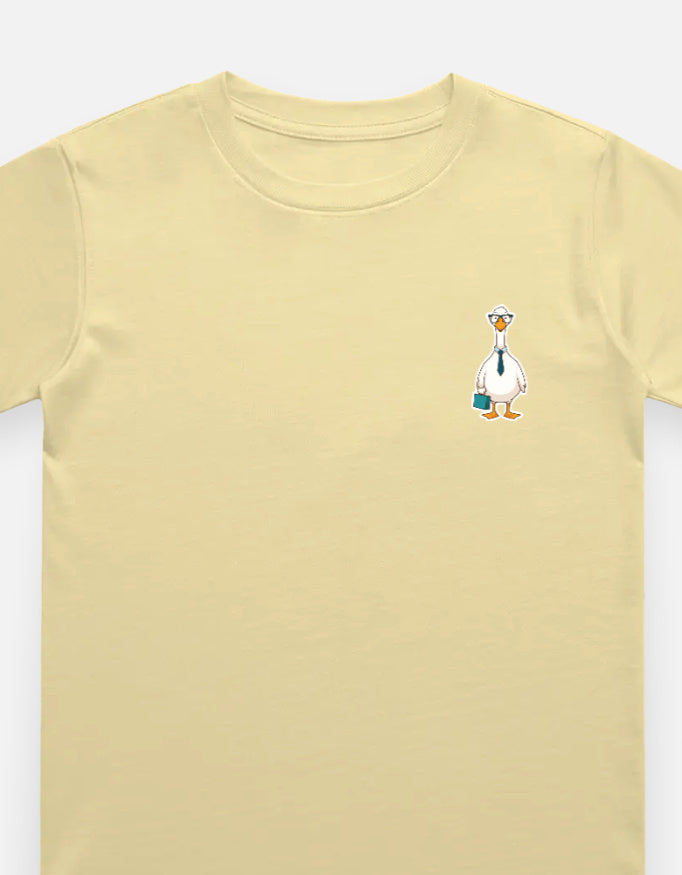 Little Kaavo kids crew tee in Beige, front with pocket print