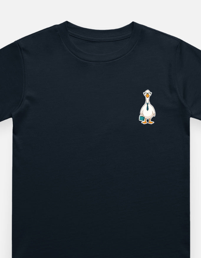 Little Kaavo kids crew tee in Navy Blue, front with pocket print