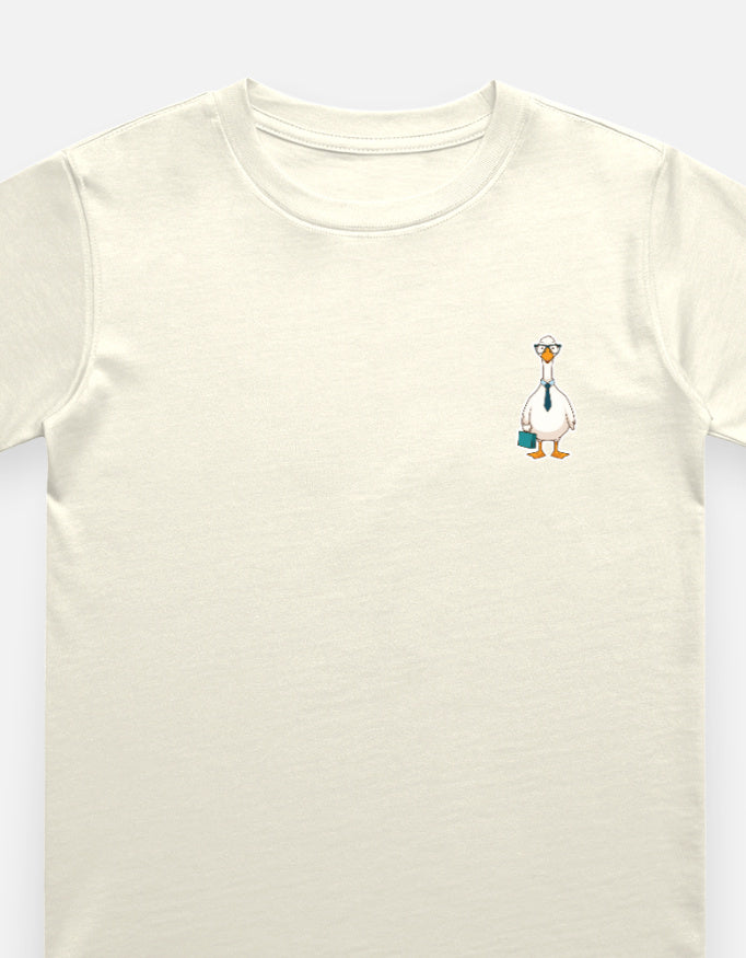 Little Kaavo kids crew tee in Off White, front with pocket print