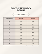 Little Kaavo kids crew tee size chart