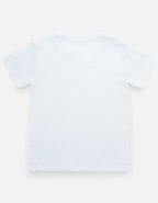 Little Kaavo kids crew tee in White, plain back
