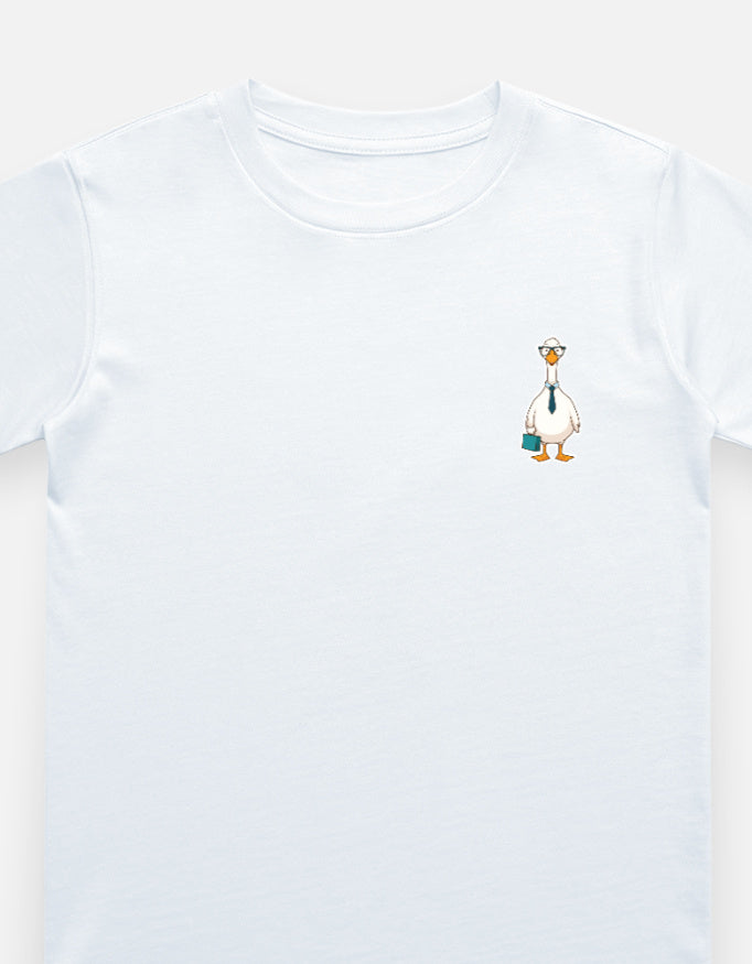 Little Kaavo kids crew tee in White, front with pocket print